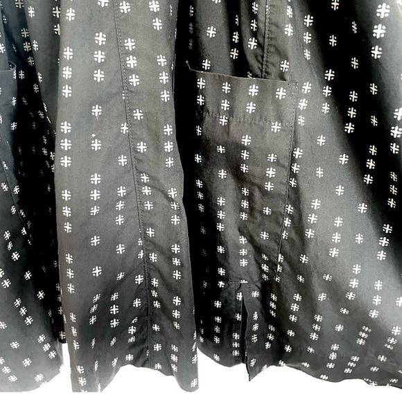 Free People Everlong Trapeze Cotton Mini Dress Smock in Black Combo Size M - Picture 4 of 10